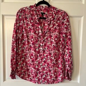 Talbots Pink Hearts Blouse Perfect for Valentines Excellent Condition